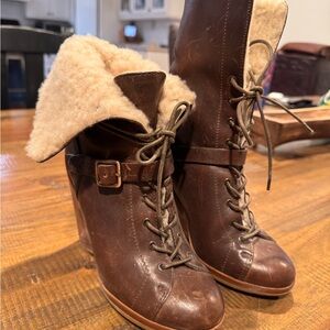 Ugg heeled boots, sherpa lined.